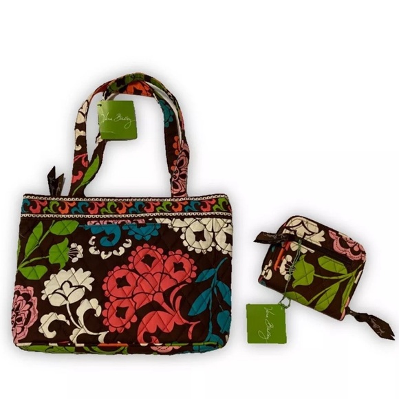New VERA BRADLEY Set Petite Tote Handbag Lola Print Zip Across Wallet - Picture 6 of 8